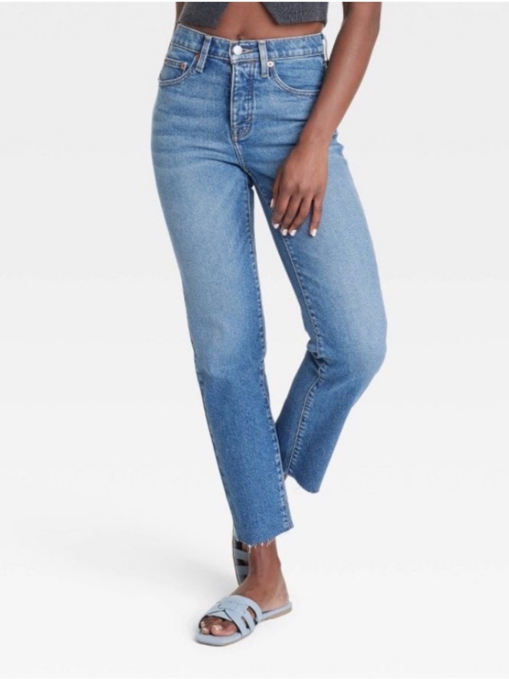 Universal Thread Mid Rise 80’s Slim Button Fly Jeans Sz 2 Stretch Denim